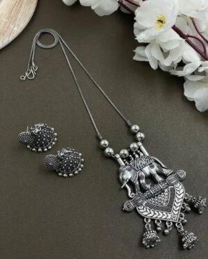 Oxidized German Silver Long Chain